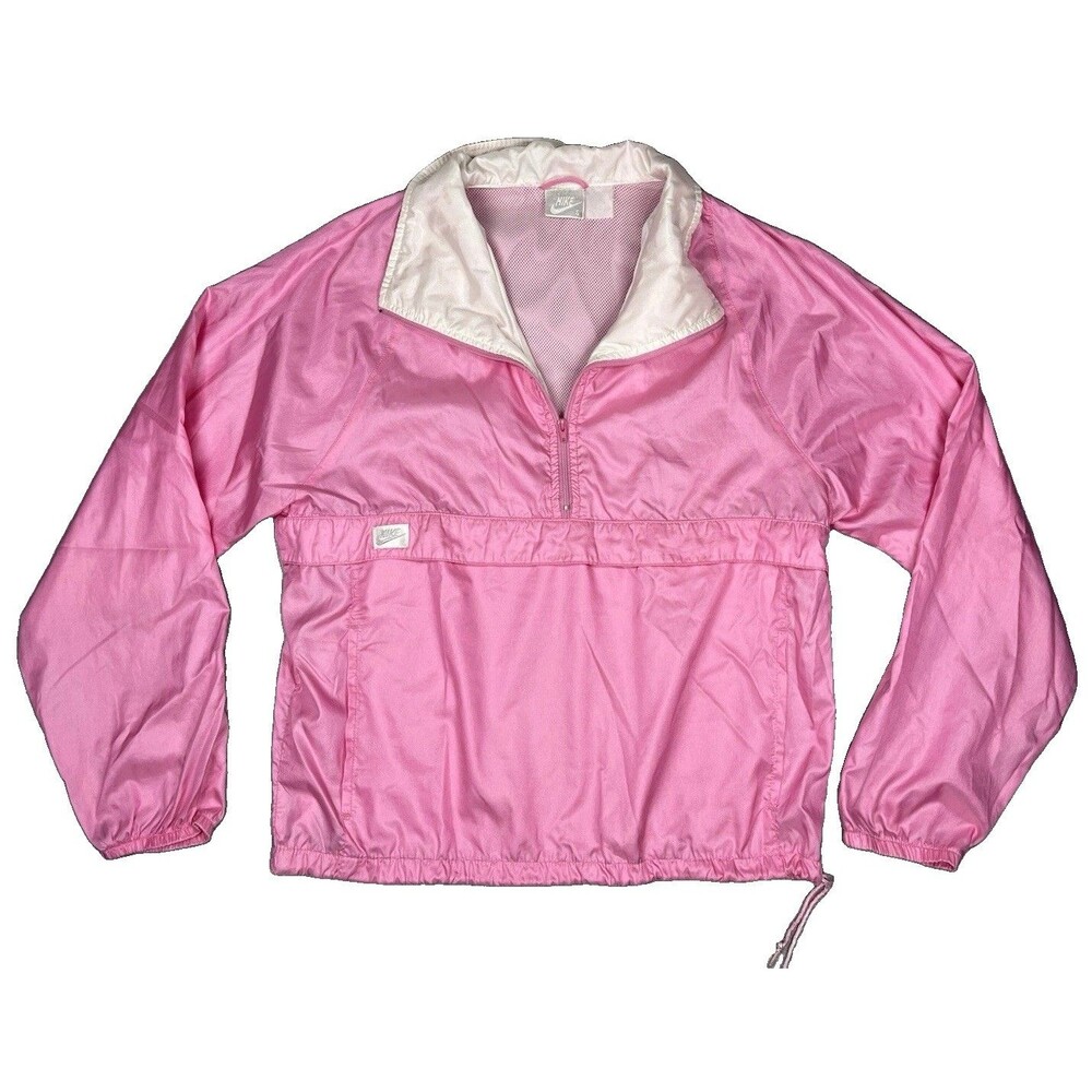 VTG Nike Women S Pink 1/2 Zip Nylon Windbreaker Jacket Lightweight 90s 00s Y2k